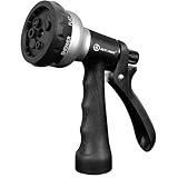 AUTOMAN-Garden-Hose-Nozzle, ABS Water Spray Nozzle, 7 Adjustable Watering Patterns, Slip Resistant for Watering Plants, Lawn& Garden, Washing Cars, Cleaning, Showering Pets & Outdoor Fun.Silver Color