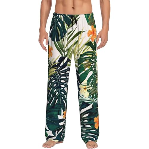 Pantalon de pyjama pour homme EdWal à motif feuilles de palmier et fleurs