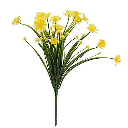 Artificial Yellow Daisy Mums With Stems For Faux Flower Arrangements (12X5 In, 6 Pack) #TOP3