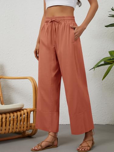 50% Off Womens Cotton Linen Wide Leg Pants with Pockets - Image 4