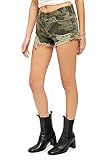 Free People Loving Good Vibrations Camo Print Denim Shorts Size 29