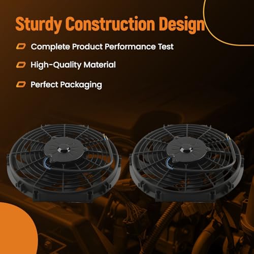 Image of maXpeedingrods 2X 12 inch Universal Slim Fan Push Pull Electric Radiator Cooling 12V Mount Kit