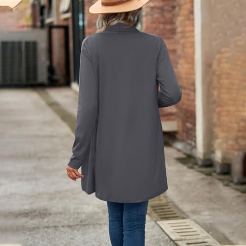 Womens Suit Cardigan Fashion Open Front Solid Color Lightweight Long Sleeves Loose Comfy Shawl Shirts Blouse Tops4