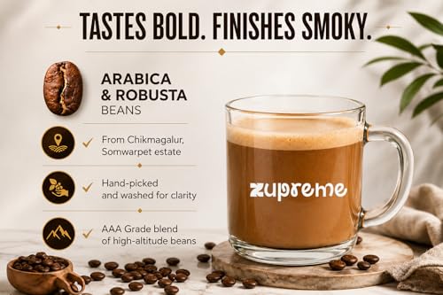 Image of Zupreme Premium Coffee Noir Blend 90:10 | Arabica Robusta Coffee Beans | Medium to Dark Roast | Bold Yet Smooth | Freshly Roasted | Ideal for Espresso & Milk Coffee | 250 Grams