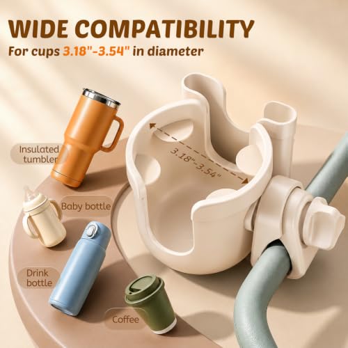 Image of Cup Holder for Walker: Stroller Cup Holder Attachment with Phone Holder | Wheelchair & Stroller Accessories for Rollator, Bike, Scooter, Golf Cart, Baby Essentials, Christmas New Mom Seniors Gifts