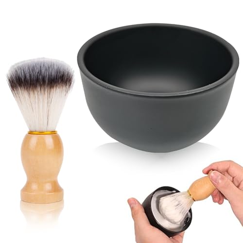UEPOA Rasierschale, Rasierseifenschalen Shaving Bowl mit Rasierpinsel Rasierseife Schale Rasierschaumbecher für die Nassrasur von Männern