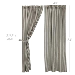 Vhcbrandsashmontgreytickingstripecountryfarmhousepanelcurtainset84x40 Urban Country Home Decor Vhc brands ashmont grey ticking stripe country farmhouse panel curtain set 84×40 urban country home decor