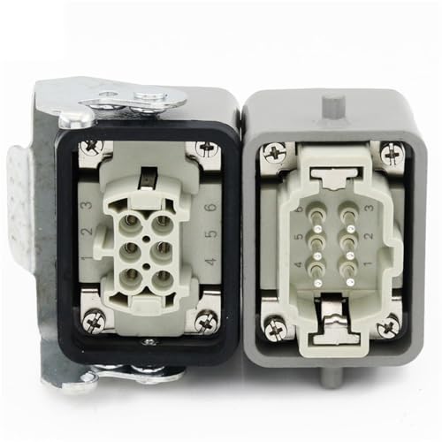 Conector rectangular de alta resistencia HE-06 industrial de 6 núcleos y 16A 3