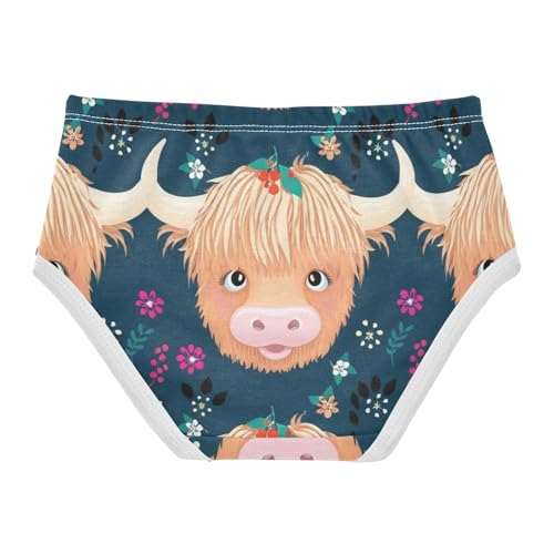 Cotton Toddler Underwear Floral Cute Cow Faces Floral Dark Panties Little Girl Fancy Briefs Girls Undies 2t2