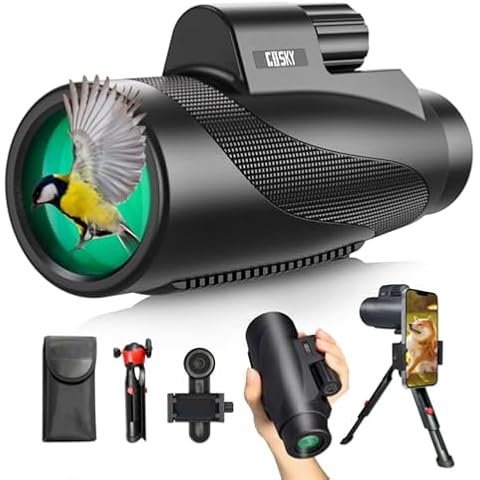 Goksy 15x52 HD Monocular for Adults High Powered with Phone Adapter and Tripod, Monocular Compact with BAK4 Prism & FMC Lens, Monoculars for Hunting, Bird Watching, Hiking,Traveling Cover