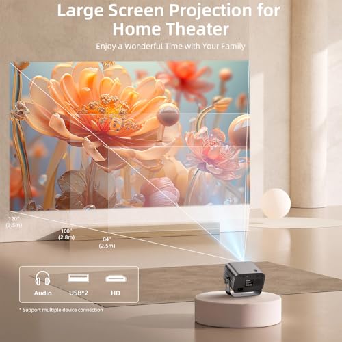 Image of Smart Projector with WIFI and Bluetooth, 800ANSI Native 1080P Portable Projector Built-in Apps, Auto Keystone & Electric Focus Movie Projector for Home Theater Compatible with IOS /Android /HD