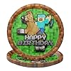 Pixel Miner Dinner and Dessert Plates (40 pieces for 20 Guests) - Video Game Party Supplies, Mining Craft Decorations, Pixel Miner Party, Blue Orchards #2
