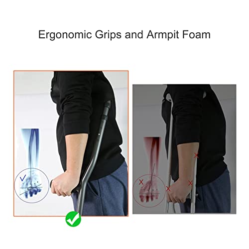Muletas Plegables, muleta ergonómica para Las Axilas, muletas de Aluminio para jóvenes/Adultos/Adultos Altos, para Adultos y niños con Alturas de 145 a 180 cm
