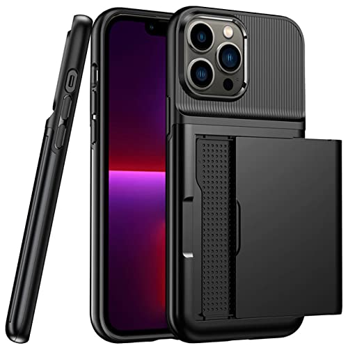Coque iPhone 13 Pro antichoc HUILUN Slide Wallet avec porte-carte intégré T1