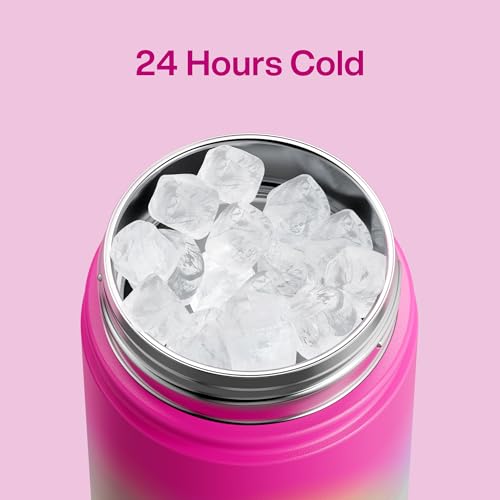 Image of Kids Insulated Water Bottle with Straw - 12oz Stainless Steel Water Bottle with Dual Spouts, Leak-Proof, BPA-Free, Double Wall Vacuum Keeps Cold for 24 Hours for Sports, Travel, School (Lime Sorbet)