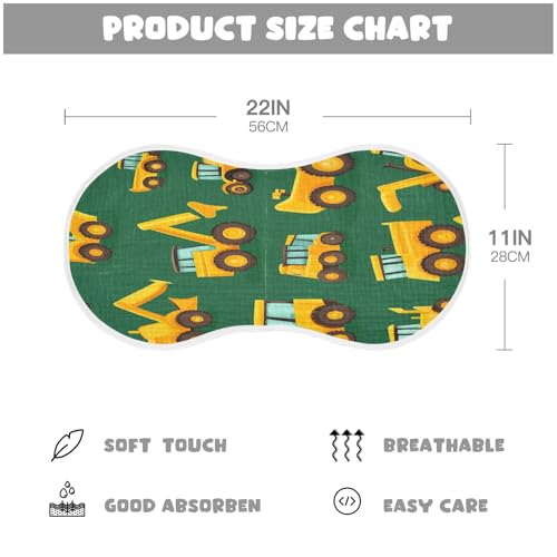 Yellow Truck Burp Cloths Cotton Baby Washcloths,Large 22x11in Burping Cloth Absorbent and Soft for Newborn Baby Boys and Girls,2 Pack4