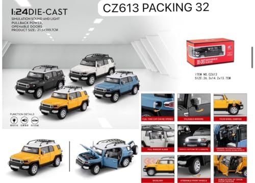 Image of 1 /24 Big FJ Cruiser Car Toy Metal Pull Back Diecast Car with Openable Door and Sound Light, Gifts Toys for Kids【 Black 】