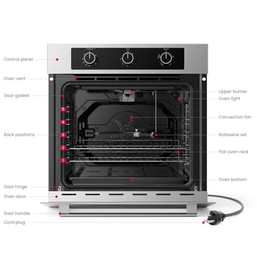 Image of GASLAND 24 Gas Wall Oven,Bake Broil, Rotisserie Functions, Convection Fan | ETL Certified Natural Gas Wall Oven, 120V Cord Plug, Timer, 2.12 Cu.ft Capacity, Stainless Steel