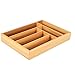 Taca na sztućce - bambusowa taca na sztućce z 6 przegródkami, 13,8 x 9,8 x 2 w Regulowana taca na sztućce Bambusowa taca na sztućce Wysuwana taca na sztućce Szuflada na sztućce