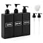 Segbeauty Dispenser Sapone Ambrato Plastica, 300ml 3 Pezzi Dosatori per Shampoo Liquido Set in Plastica, Bottiglie Vuote con Etichetta con Pompa, Ricaricabile Flacone per Bagno Cucina-Ugello Tondo