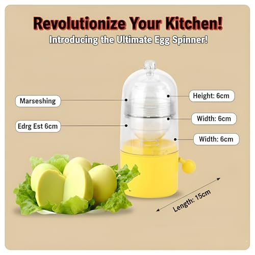 Image of Alark Egg Scrambler Shaker Whisk Hand Powered Golden Egg Maker with Pulling Rope Eggs Cooking Tool Mixer Kitchen Gadgets Manual Egg Shakers Egg Yolk Egg White Mixer for Making Hard Boiled Golden Eggs