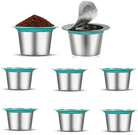 8PCS Stainless Steel Refillable Coffee Seal Pods Reusable Coffee Filter Compatible with Nespresso