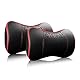Carodi Auto Leder Nackenkissen, Nackenstütze Kissen, 100% Memory Foam Cervical Support, Komfortable Reise Auto Sitze und Home Office weiche Kissen, schwarz EIN Set (2 Stück) (Rot)