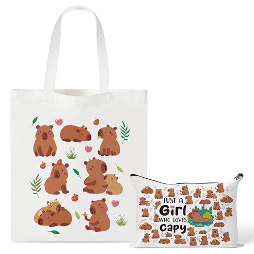 Image of Y1tvei Canvas Bags Gifts, Tote Bag with Makeup Pouch, Birthday Party Favors | Aesthetic Canvas Tote Bag cosmetic Pouch, Reusable Grocery Shopping Handbag, Women Travel Gift, Christian Religious Supply