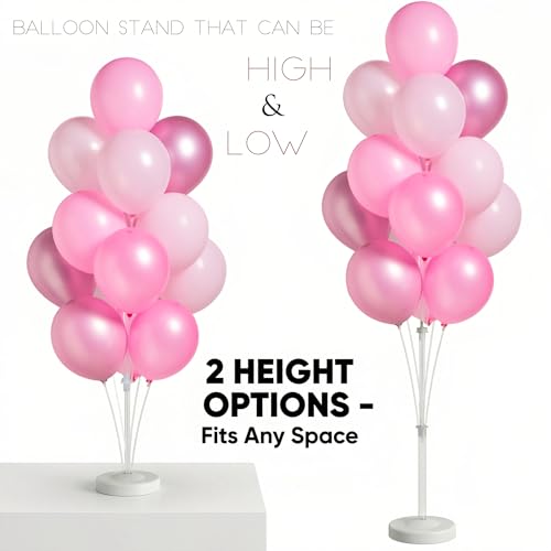 Image of Balloon Stand Kit for Floor Set of 2,Pink Pearl Metallic 10inch Balloon Arch Column,Balloon Tower with Bases for Floor,Table Backdrop Decoration for Princess Party Baby Shower Birthday Graduation