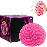 Fuzz Ball Fuzz Squishy Stress Ball, Soft Fidget Toy with Smiley Face for Anxiety Relief, Sensory Squishy Ball Calming Tactile Grip for Focus & Relaxation (Pink)