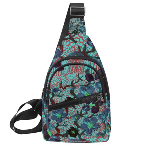 Bolsa de pecho para mujer blanca, mochila cruzada de senderismo con estampado floral