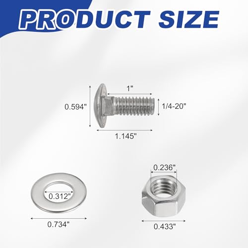 Tornillos de acero inoxidable para evitar giros molestos con cuello cuadrado y tuercas 20 tornillos 2
