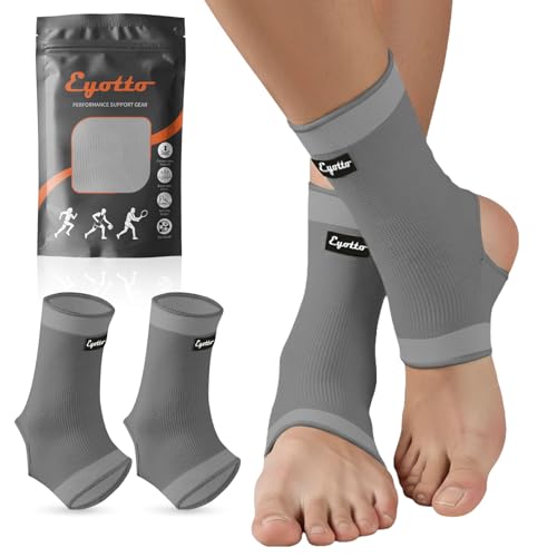 Image of eYotto Ankle Compression Sleeve, Ankle Brace Socks for Men & Women (1 Pair) | Non-slip, Lightweight,Breathable, Plantar Fasciitis, Sprain Relief, Breathable Foot, Ankle Compression Support for Swelling