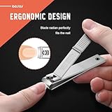 BEZOX Well-Made Nail Clipper Set 2 Pcs, Wide Jaw Opening Nail Clipper for Fingernail and Toenail, Premium Stainless Steel Sharp Sturdy Finger Nail Clipper - Image 5
