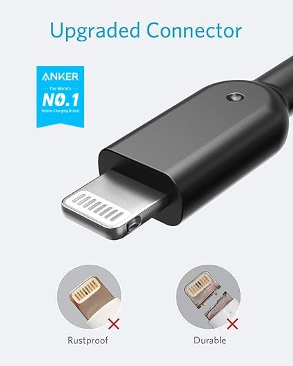 Image of Anker Powerline II Lightning Cable,Apple MFi Certified,USB Charging /Sync Lightning Cord Compatible with iPhone 11 Series /SE /Xs /XR,and More(10FT,Black)