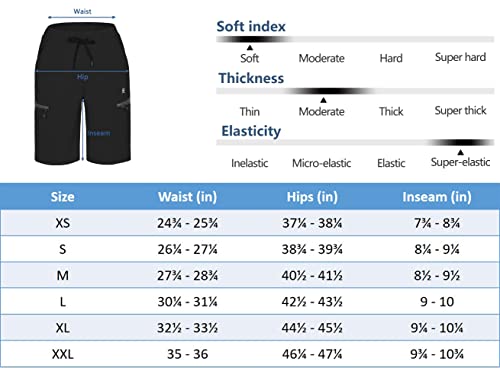 Little Donkey Andy Women's Ultra Stretch Quick Dry Lightweight Bermuda Shorts Drawstring Zipper Pocket Hiking Travel Workout Black L #TOP5