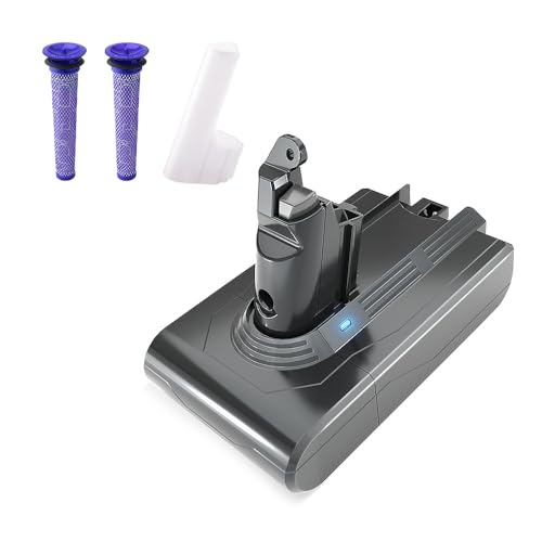 STANEW Batería de Repuesto para Dyson V6 DC62 DC58 DC59 DC61 DC74 SV03 SV05 SV06 SV07 SV09 SV04 SV08,Batería para Dyson Aspiradora con 2 filtros [Li Ion 21.6v 4000mAh]