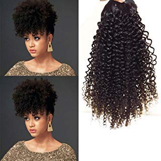 Virgin Human Hair Afro Kinky Curly Clip in Natural Ponytail With Drawstring Wrap Around Natural Black Ponytail Hairpiece 20" 120g 1B