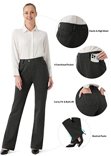 Women's Stretchy Bootcut Dress Pants Office Work Business Casual Slacks with Pockets 28"/30"/32" Inseam4