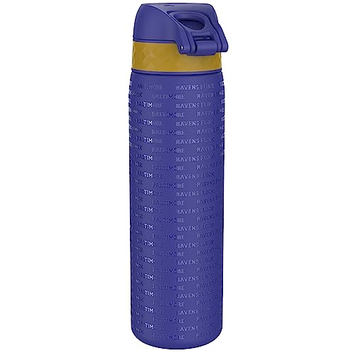 Ion8 NFL Baltimore Ravens Lightweight Steel Water Bottle, 600 ml/20 oz, Non-Insulated, Leak Proof, Easy to Open, Secure Lock - Image 2
