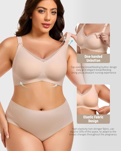 Gailife 3 Pack Nursing Bras for Breastfeeding Seamless V Neck Mesh Maternity Bra Comfort Pregnancy Sleep Bralette2