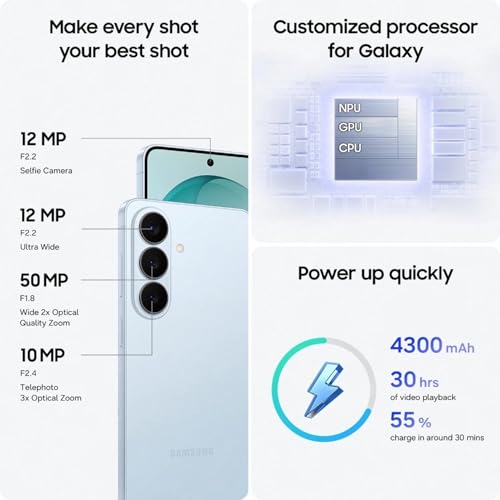 Image of Samsung Galaxy S26 5G (Sky Blue, 12GB RAM, 256GB Storage) | Exynos 2600 Processor | 50MP + 12MP Dual Camera | 12MP Front Camera | 6.3 inch Full HD+ Display | 4300mAh Battery