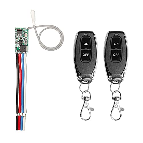 QIACHIP 433MHz DC 6V 12V 24V 1CH Canal Relé Inalámbrico Seguro Interruptores de control remoto RF Kit de transmisor y receptor, modo de retardo de palanca momentánea Cover