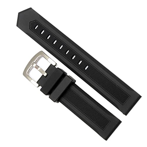 Correa de reloj de goma impermeable de 20mm y pulsera de silicona negra