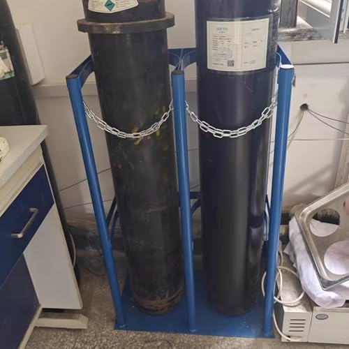 Soporte para cilindros de gas, estante fijo para cilindros de gas en laboratorio/fábrica, soporte para cilindros de oxígeno/nitrógeno, organizador de cilindros de gas (doble botella de 23 cm)