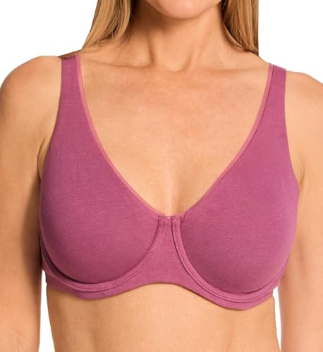 Image of Bali Womens Underwire Bra, Cotton Collection 2-ply Underwire Bra, Moisture-Wicking, Full Coverage, Convertible Straps