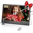 Desobry portable tv, mini TV LCD da 18 pollici con sintonizzatore DVB/T2, TV da 12 V, HD 1080P per campeggio all'aperto, camera da letto, cucina, compatibile con ingresso USB/HDMI/AV