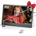 Desobry portable tv, mini TV LCD da 18 pollici con sintonizzatore DVB/T2, TV da 12 V, HD 1080P per campeggio all'aperto, camera da letto, cucina, compatibile con ingresso USB/HDMI/AV