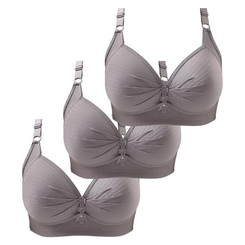 Lote de 3 sujetadores de encaje para mujer, 2025, sujetador deportivo, invisible, final, inalámbrico, diario, para yoga, deporte, sujetador sin armadura, elástico, 2025, gris, 5X-Large