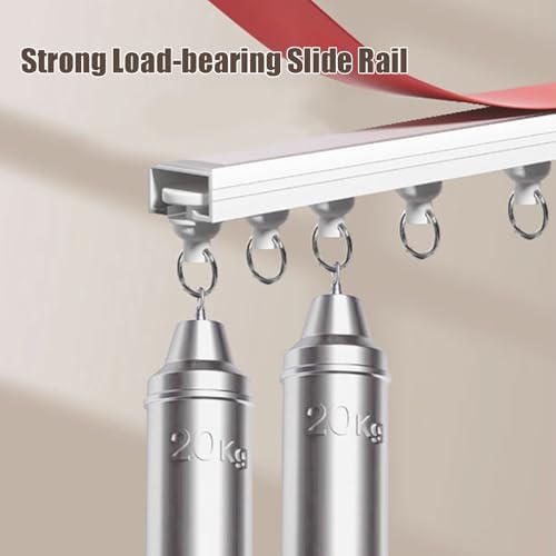 Beige Pleated Folding Cupboard Curtain for Shelves & Bookcases, Dustproof Sliding Track Curtains for Cabinets & Wardrobes, Easy Install Under Sink Curtains (W 80cm x H 50cm)